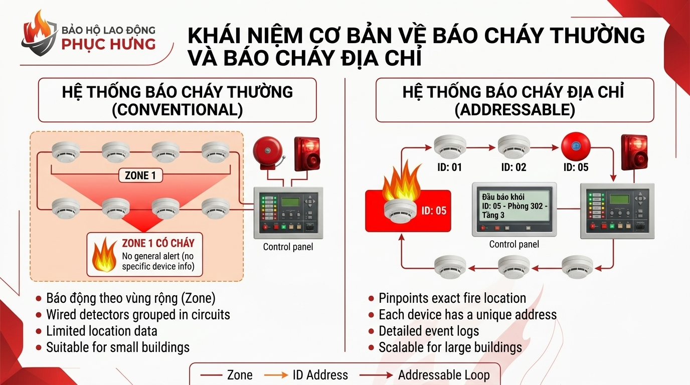 Báo Cháy Thường Và Báo Cháy Địa Chỉ Khác Nhau Thế Nào? Nên Chọn Loại Nào?